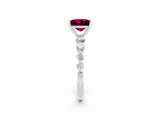 White gold Princess Cut Solitaire Garnet Ring with Pave Band and Four-Prong Setting_2