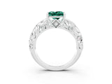 White gold Princess Cut Solitaire Green Sapphire Leaf-Inspired Vine Band Ring with Prong Setting_3