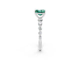 White gold Princess Cut Solitaire Green Sapphire Ring with Pave Band and Four-Prong Setting_2