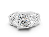 White gold Princess Cut Solitaire Leaf-Inspired Engagement Ring with Prong Setting