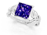 White gold Princess Cut Solitaire Leaf-Inspired Engagement Ring with Prong Setting_1