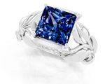 White gold Princess Cut Solitaire Leaf-Inspired Engagement Ring with Prong Setting_1