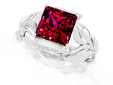 White gold Princess Cut Solitaire Leaf-Inspired Engagement Ring with Prong Setting_1