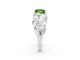 White gold Princess Cut Solitaire Leaf-Inspired Engagement Ring with Prong Setting_2