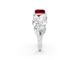 White gold Princess Cut Solitaire Leaf-Inspired Engagement Ring with Prong Setting_2