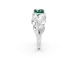 White gold Princess Cut Solitaire Leaf-Inspired Engagement Ring with Prong Setting_2