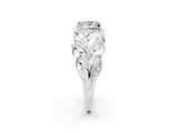White gold Princess Cut Solitaire Leaf-Inspired Engagement Ring with Prong Setting_2