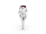White gold Princess Cut Solitaire Leaf-Inspired Engagement Ring with Prong Setting_2