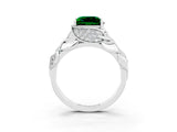 White gold Princess Cut Solitaire Leaf-Inspired Engagement Ring with Prong Setting_3