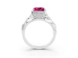 White gold Princess Cut Solitaire Leaf-Inspired Engagement Ring with Prong Setting_3