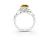 White gold Princess Cut Solitaire Leaf-Inspired Engagement Ring with Prong Setting_3