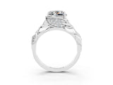 White gold Princess Cut Solitaire Leaf-Inspired Engagement Ring with Prong Setting_3
