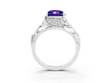 White gold Princess Cut Solitaire Leaf-Inspired Engagement Ring with Prong Setting_3
