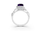 White gold Princess Cut Solitaire Leaf-Inspired Engagement Ring with Prong Setting_3
