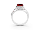 White gold Princess Cut Solitaire Leaf-Inspired Engagement Ring with Prong Setting_3