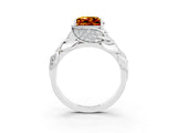 White gold Princess Cut Solitaire Leaf-Inspired Engagement Ring with Prong Setting_3