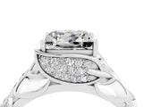 White gold Princess Cut Solitaire Leaf-Inspired Engagement Ring with Prong Setting_4