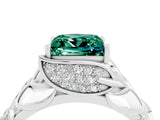 White gold Princess Cut Solitaire Leaf-Inspired Engagement Ring with Prong Setting_4