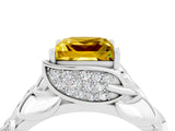 White gold Princess Cut Solitaire Leaf-Inspired Engagement Ring with Prong Setting_4