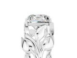 White gold Princess Cut Solitaire Leaf-Inspired Engagement Ring with Prong Setting_5