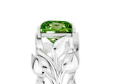 White gold Princess Cut Solitaire Leaf-Inspired Engagement Ring with Prong Setting_5