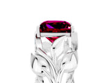 White gold Princess Cut Solitaire Leaf-Inspired Engagement Ring with Prong Setting_5