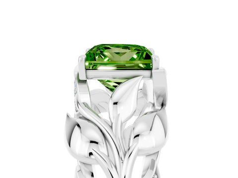 White gold Princess Cut Solitaire Leaf-Inspired Engagement Ring with Prong Setting_5