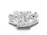 White gold Princess Cut Solitaire Leaf-Inspired Engagement Ring with Prong Setting_7