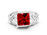 White gold Princess Cut Solitaire Leaf-Inspired Engagement Ring with Prong Setting