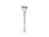 White gold Princess Cut Solitaire Moissanite Ring with Pave Band and Four-Prong Setting_2