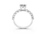 White gold Princess Cut Solitaire Moissanite Ring with Pave Band and Four-Prong Setting_3