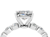 White gold Princess Cut Solitaire Moissanite Ring with Pave Band and Four-Prong Setting_4