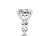 White gold Princess Cut Solitaire Moissanite Ring with Pave Band and Four-Prong Setting_5