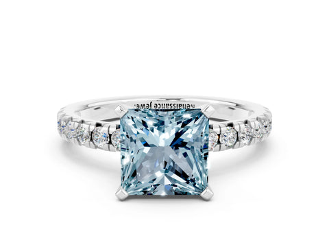 White gold Princess Cut Solitaire Pave Diamond Engagement Ring with Four-Prong Setting_12