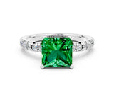White gold Princess Cut Solitaire Pave Diamond Engagement Ring with Four-Prong Setting_12