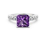 White gold Princess Cut Solitaire Pave Diamond Engagement Ring with Four-Prong Setting_12