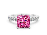 White gold Princess Cut Solitaire Pave Diamond Engagement Ring with Four-Prong Setting_12