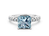 White gold Princess Cut Solitaire Pave Diamond Engagement Ring with Four-Prong Setting_12