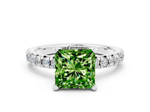 White gold Princess Cut Solitaire Pave Diamond Engagement Ring with Four-Prong Setting_12
