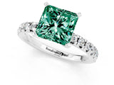 White gold Princess Cut Solitaire Pave Diamond Engagement Ring with Four-Prong Setting_13