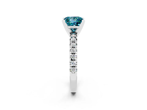 White gold Princess Cut Solitaire Pave Diamond Engagement Ring with Four-Prong Setting_14