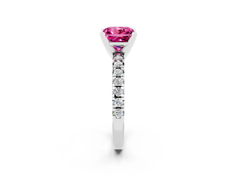 White gold Princess Cut Solitaire Pave Diamond Engagement Ring with Four-Prong Setting_14