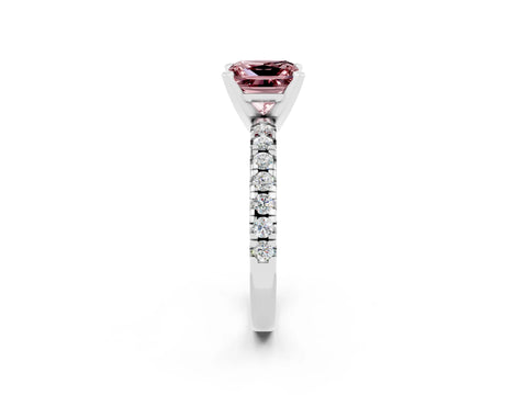 White gold Princess Cut Solitaire Pave Diamond Engagement Ring with Four-Prong Setting_14