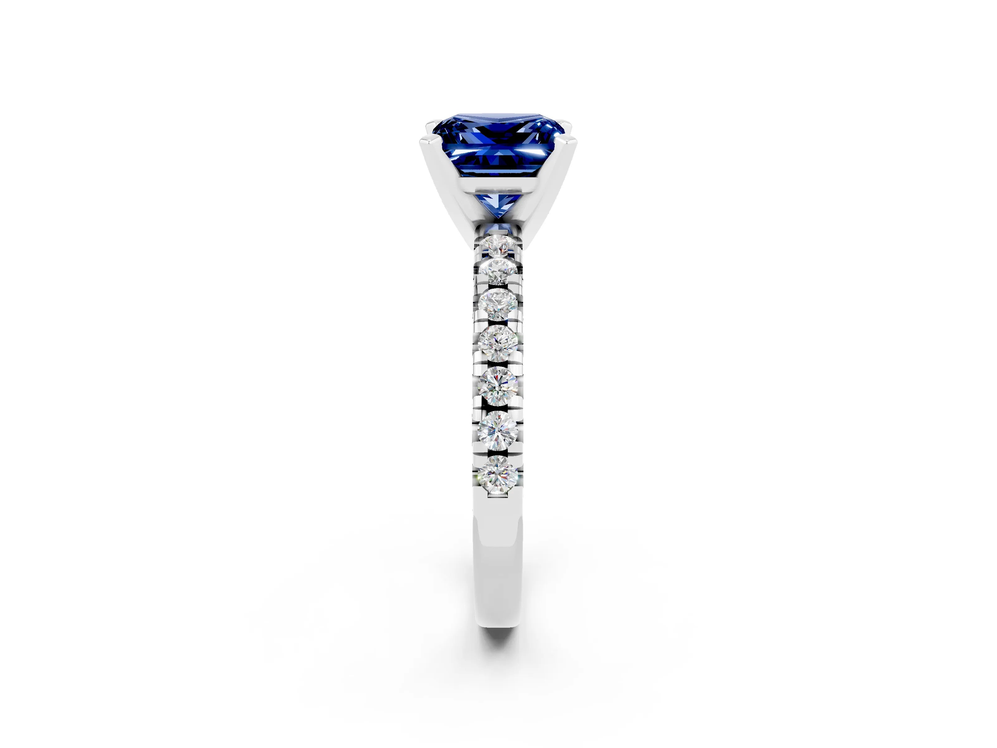 White gold Princess Cut Solitaire Pave Diamond Engagement Ring with Four-Prong Setting_14