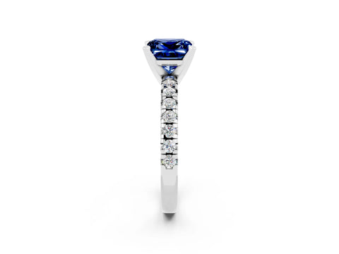 White gold Princess Cut Solitaire Pave Diamond Engagement Ring with Four-Prong Setting_14