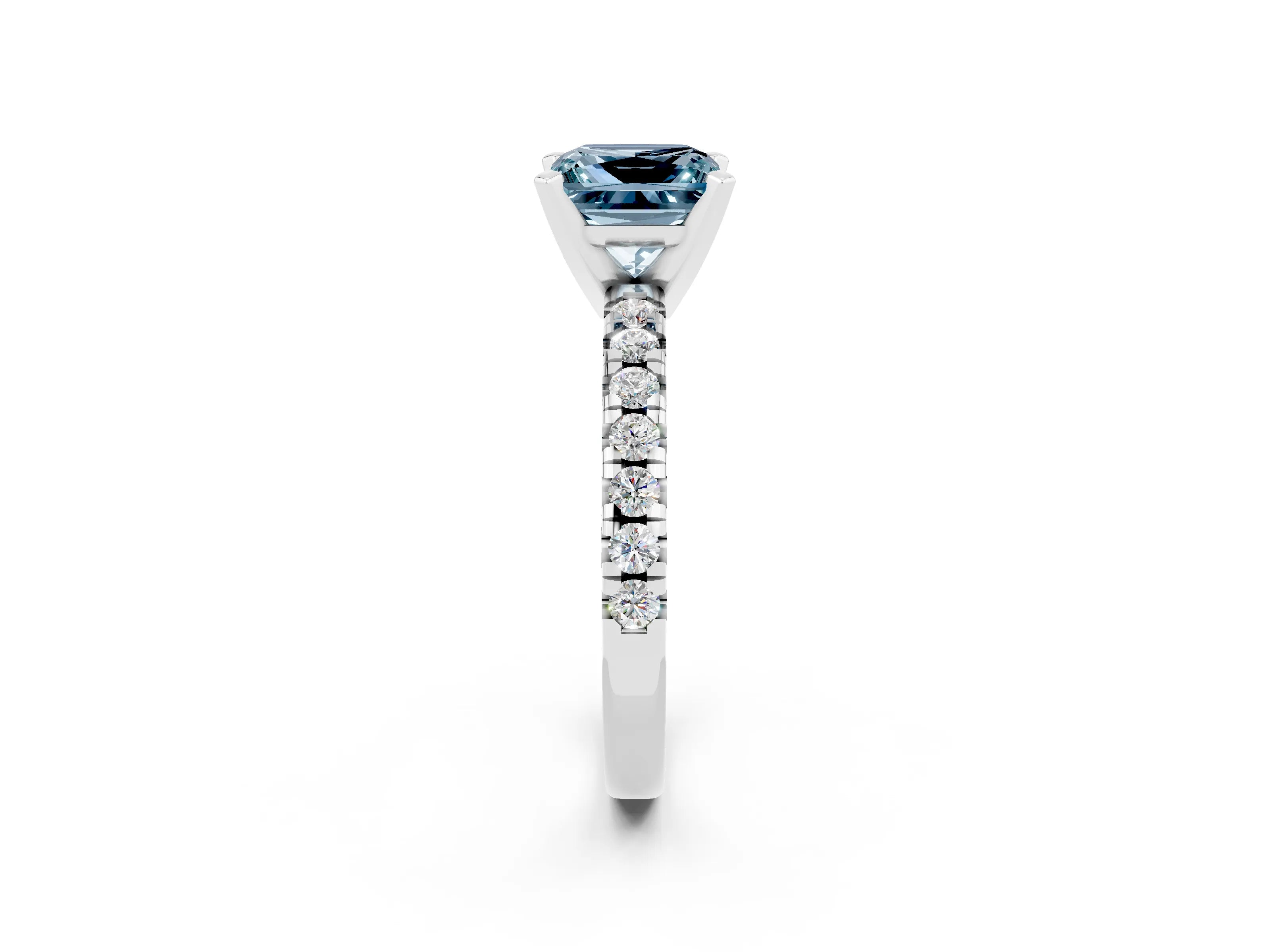 White gold Princess Cut Solitaire Pave Diamond Engagement Ring with Four-Prong Setting_14