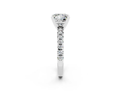 White gold Princess Cut Solitaire Pave Diamond Engagement Ring with Four-Prong Setting_14