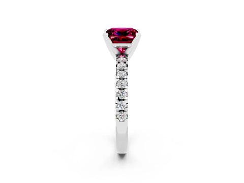 White gold Princess Cut Solitaire Pave Diamond Engagement Ring with Four-Prong Setting_14