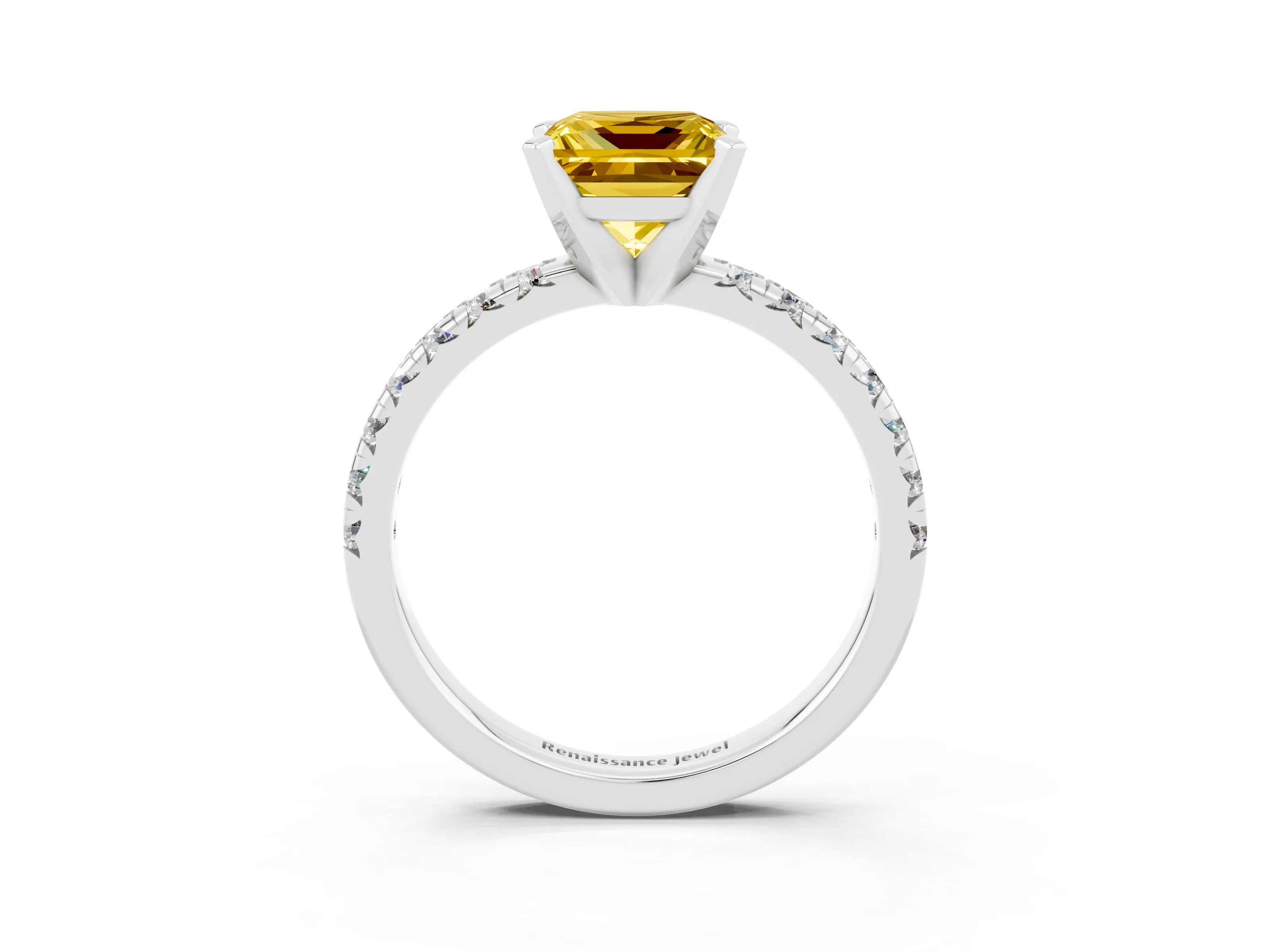 White gold Princess Cut Solitaire Pave Diamond Engagement Ring with Four-Prong Setting_15