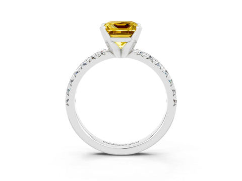 White gold Princess Cut Solitaire Pave Diamond Engagement Ring with Four-Prong Setting_15
